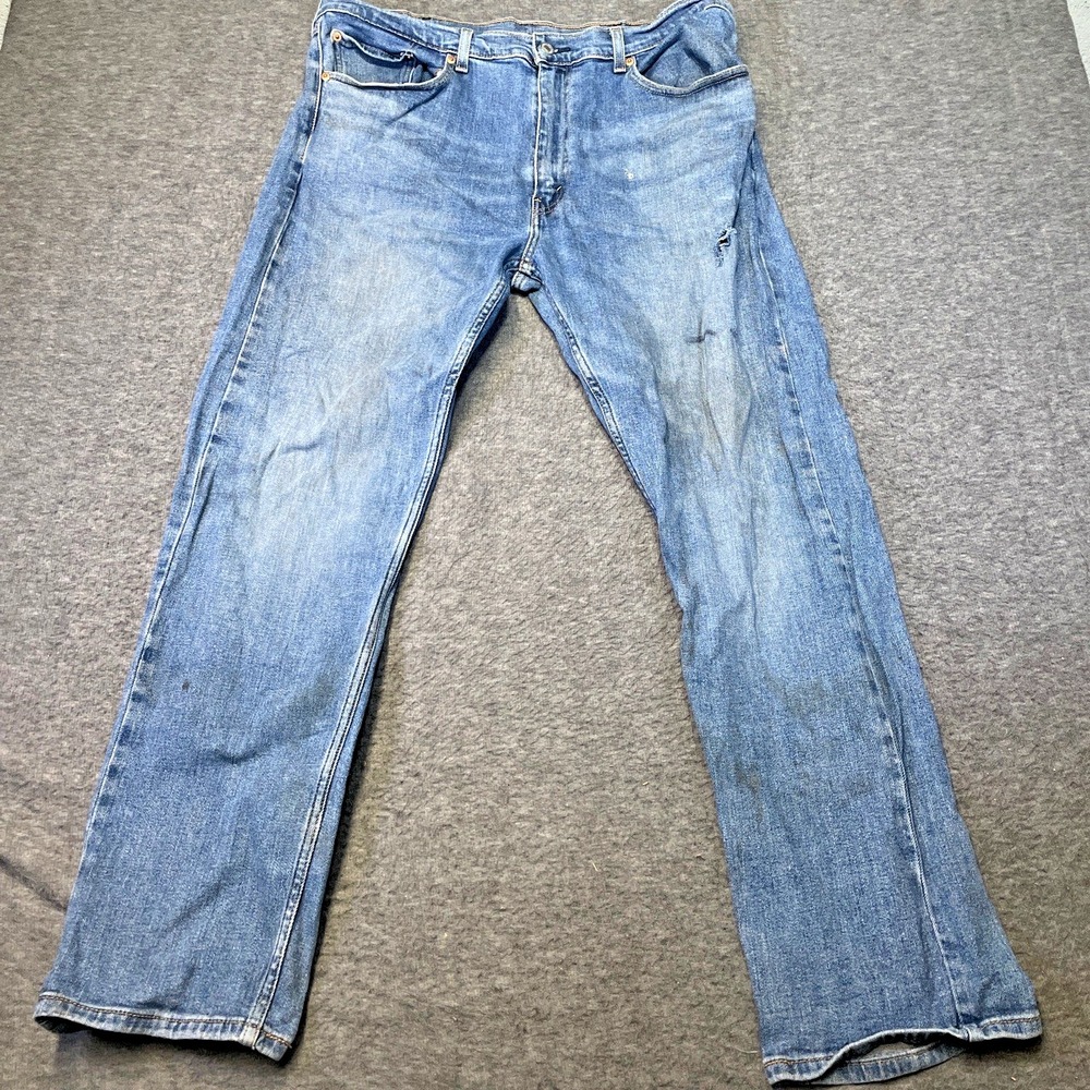 Levi's 514‎ Straight Fit Jeans Mens 38x32 Blue Denim Distressed